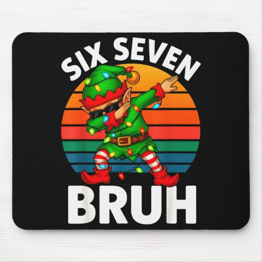 Hugvyn Six Seven 6 7 Meme Dabbing Elf Frohe Weihna Mousepad (Vorne)