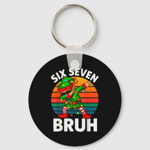Hugvyn Six Seven 6 7 Meme Dabbing Elf Frohe Weihna Schlüsselanhänger