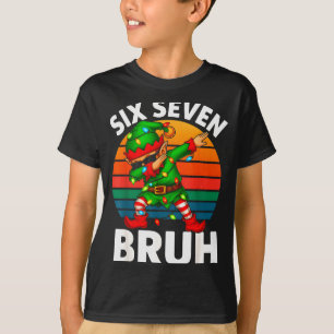 Hugvyn Six Seven 6 7 Meme Dabbing Elf Frohe Weihna T-Shirt