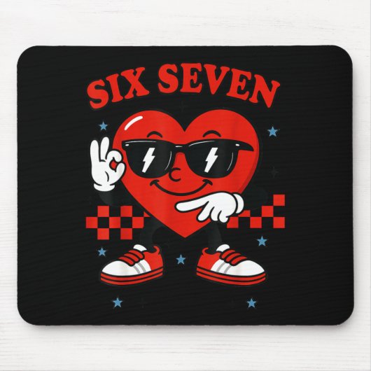 Hugvyn Six Seven Heart 6 7 Meme Boy Girl Funny Val Mousepad (Vorne)