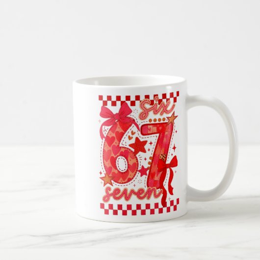 Hugvyn Six Seven Valentine 6 7 Meme Checkered Coqu Kaffeetasse (Rechts)