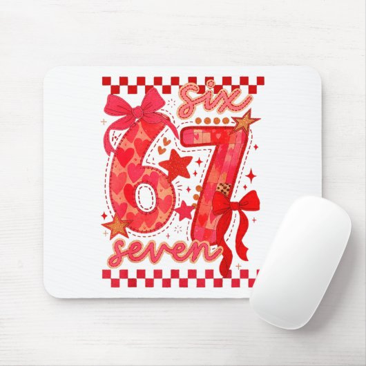 Hugvyn Six Seven Valentine 6 7 Meme Checkered Coqu Mousepad (Mit Mouse)