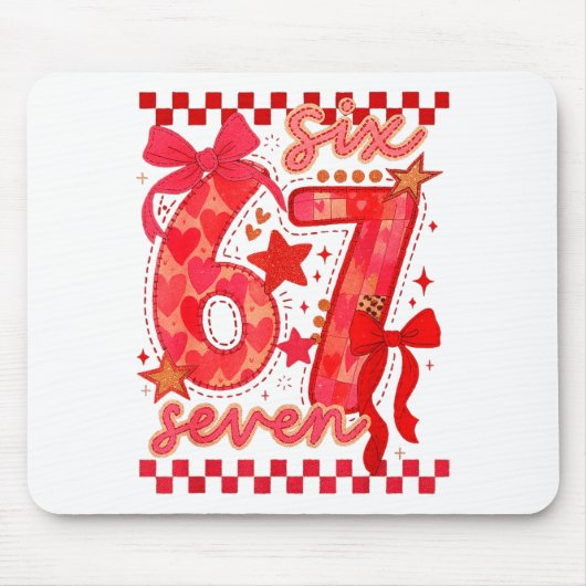 Hugvyn Six Seven Valentine 6 7 Meme Checkered Coqu Mousepad (Vorne)