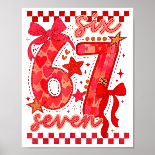 Hugvyn Six Seven Valentine 6 7 Meme Checkered Coqu Poster (Vorne)