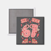 Hugvyn Six Seven Valentine Love 67 Preppy Coquette Magnet (Vorderseite/Rückseite)