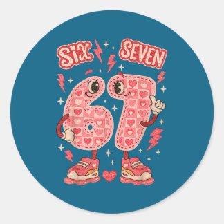 Hugvyn Six Seven Valentine Love 67 Preppy Coquette Runder Aufkleber