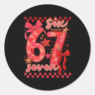 Hugvyn Six Seven Valentinstag 6 7 Meme Kariert Kok Runder Aufkleber