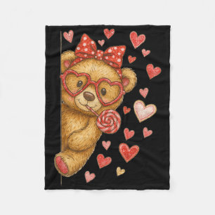 Hugvyn Süßer Bär Valentinstag Kokette Schleife Her Fleecedecke