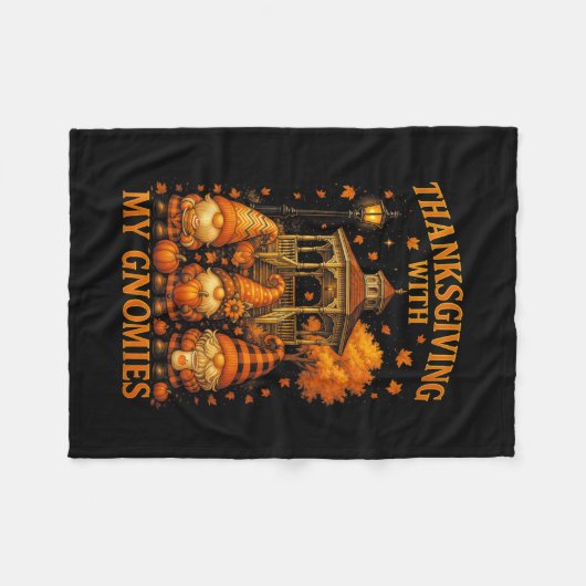 Hugvyn Thanksgiving With My Gnomies Fall Autumn Gn Fleecedecke (Vorderseite (Horizontal))