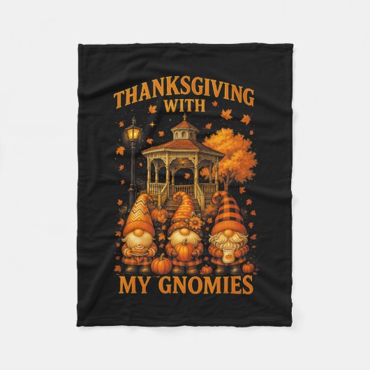 Hugvyn Thanksgiving With My Gnomies Fall Autumn Gn Fleecedecke (Vorderseite)