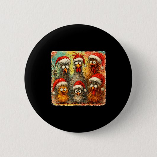 Hugvyn Weihnachten Santa Huhn Crazy Eagerlys Roos Button (Vorderseite)