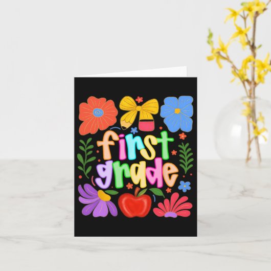 Hugvyn zurück in die Schule Erster Klasse Preppy T Karte (Gelbe Blume)