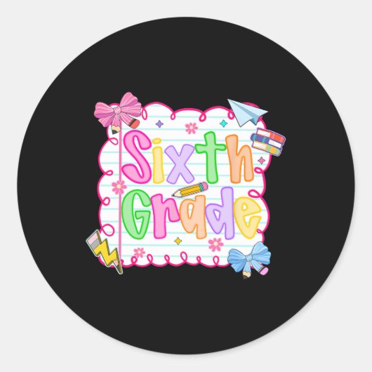 Hugvyn Zurück in die Schule Niedlicher, sechsköpfi Runder Aufkleber (Vorderseite)