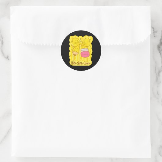 Hugvyn Zurück zur Schule Coquette Pencil 6. Klasse Runder Aufkleber (Tasche)