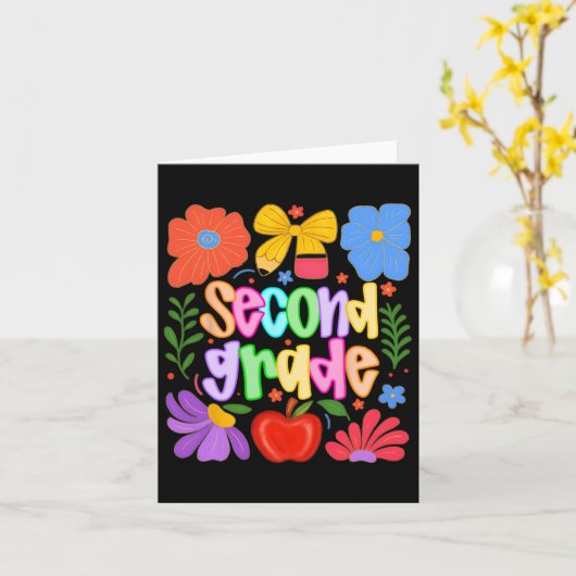 Hugvyn zurück zur Schule, zweite Klasse Preppy Tea Karte (Gelbe Blume)