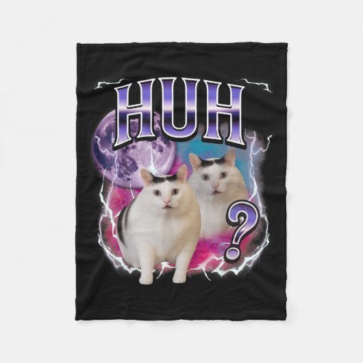 Huh Cat Chonky Meme Funny verwirrt Cat Meme Lovers Fleecedecke (Vorderseite)