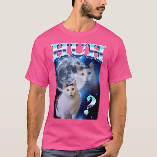Huh Cat Funny Dank Meme Moon T-Shirt (Vorderseite)