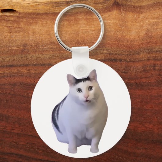 Huh Cat Meme Doppelseitiger Schlüsselanhänger (Vorderseite)
