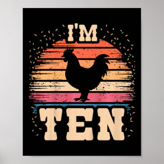 Huhn 10 Jahre alter Geburtstagsjunge Mädchen 10. H Poster