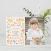 Huhn 1. Geburtstag Party Foto Einladung (Stehend Vorderseite)