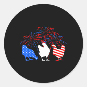 Huhn 4. Juli Feuerwerk American Flag Hühnchen Runder Aufkleber