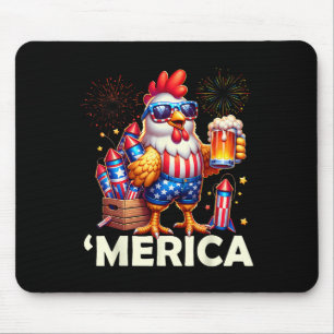 Huhn 4. Juli Feuerwerk Shirt Chicken Drinki Mousepad