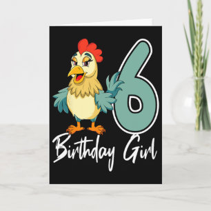 Huhn 6. Geburtstag Mädchen Rn-Farm-Party Huhn Rnya Karte