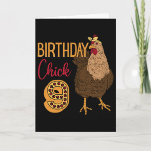 Huhn 9. Geburtstag Küken Gacker Party Bauernhof Karte
