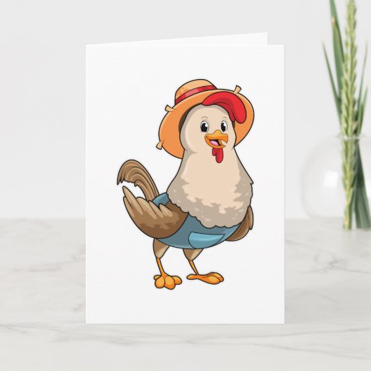 Huhn als Bauer mit Hut Karte (Vorderseite)