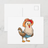 Huhn als Bauer mit Hut Postkarte (Vorne/Hinten)