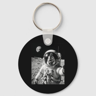 Huhn Astronaut Selfie auf dem Mond Lustiges Huhn Schlüsselanhänger