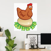 Huhn auf einem goldenen Ei Poster (Heimbüro)