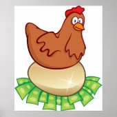 Huhn auf einem goldenen Ei Poster (Vorne)