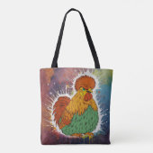 Huhn auf Farben Tasche (Rückseite)