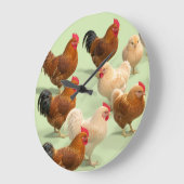 Huhn auf hellgrünem Hintergrund Große Wanduhr (Winkel)