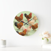 Huhn auf hellgrünem Hintergrund Große Wanduhr (Zuhause)