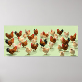 Huhn auf hellgrünem Hintergrund Poster