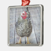 Huhn auf hölzerner Plattform, versilbern Ornament Aus Metall (Links)