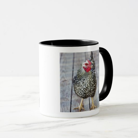 Huhn auf hölzerner Plattform, versilbern Tasse (VorderseiteRechts)