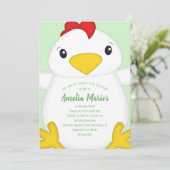 Huhn Birthday Party Green Einladung (Stehend Vorderseite)