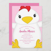 Huhn Birthday Party Pink Einladung (Vorne/Hinten)