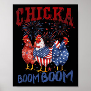 Huhn Boom Boom Lustig Patriotisch Chicka 4. Juli Poster