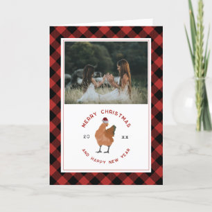 Huhn Buffalo Karo Weihnachtsfoto Feiertagskarte
