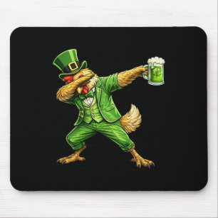 Huhn Dabbing St. Patrick's Bier Shamrock Irisches Mousepad
