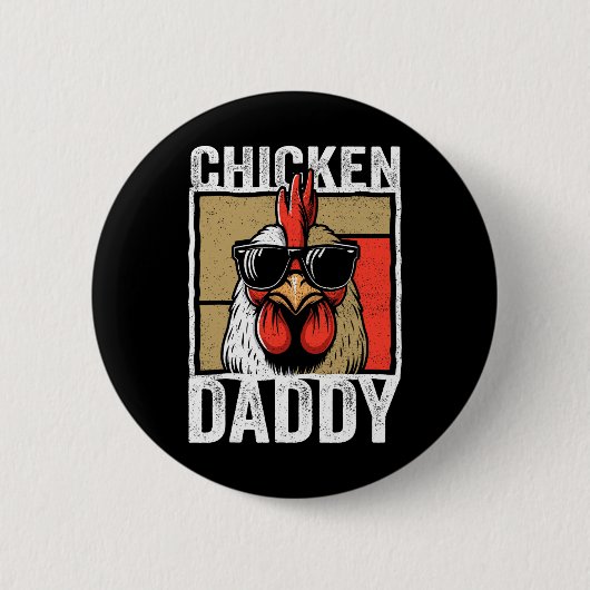 Huhn Daddy Rooster Bauer Sonnentag für Jung Button (Vorderseite)