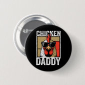 Huhn Daddy Rooster Bauer Sonnentag für Jung Button (Vorne & Hinten)