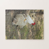 Huhn, das auf einem Schaf-Puzzlespiel sitzt Puzzle (Horizontal)