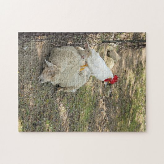 Huhn, das auf einem Schaf-Puzzlespiel sitzt Puzzle (Horizontal)