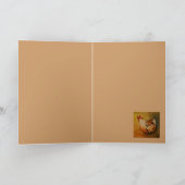 Huhn, das links Karte gegenüberstellt (Innenseite)