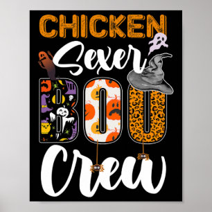 Huhn-er Boo-Crew-Geist Lustiges Halloween-Matching Poster